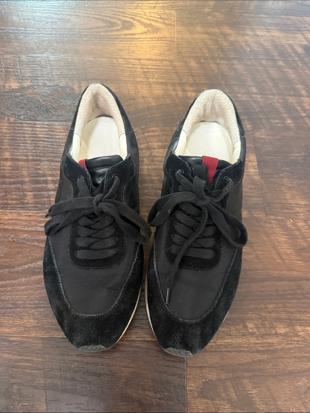 Banana Republic Black Sneakers with Red Tongue Tab